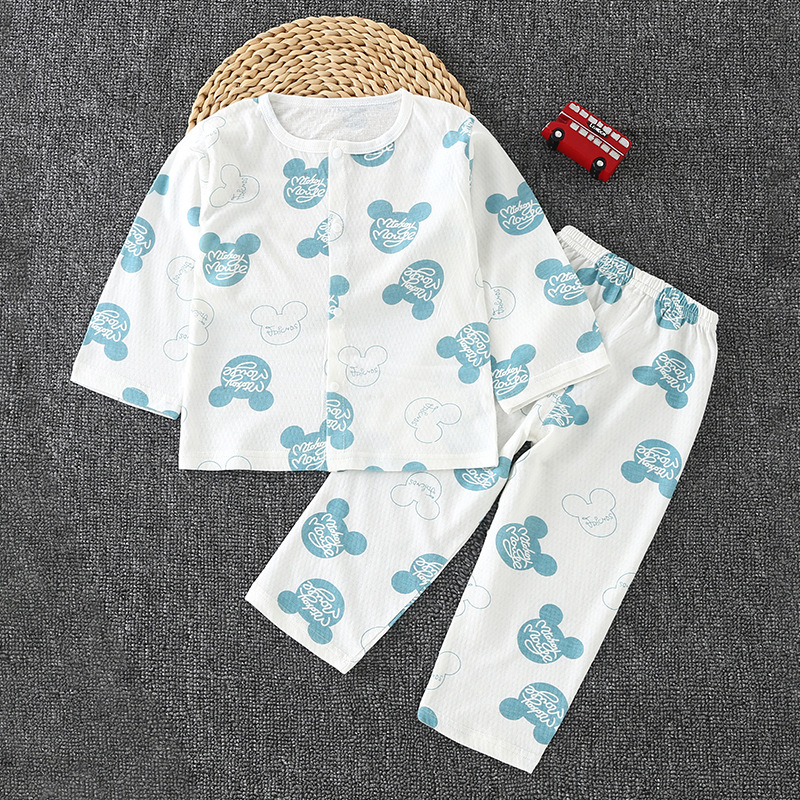 Dječji dvodijelni pižama set od 100% pamuka, dugi rukav, odvojivi kardigan, lagana ljetna tkanina, unisex