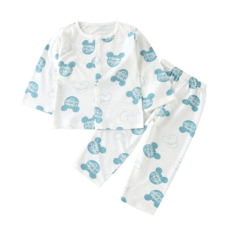 Dječji dvodijelni pižama set od 100% pamuka, dugi rukav, odvojivi kardigan, lagana ljetna tkanina, unisex