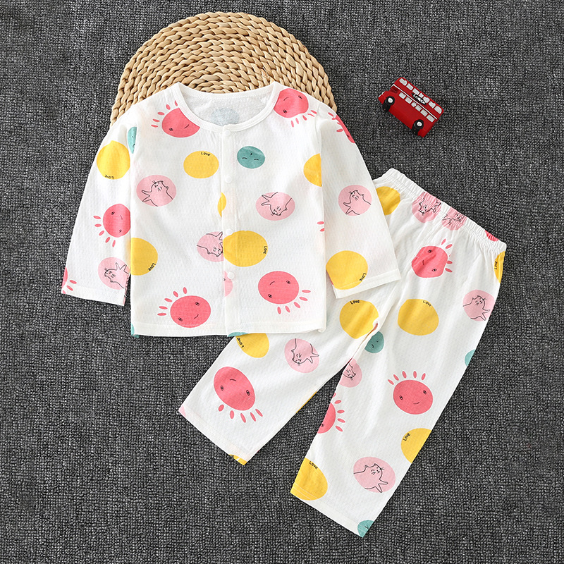 Dječji dvodijelni pižama set od 100% pamuka, dugi rukav, odvojivi kardigan, lagana ljetna tkanina, unisex