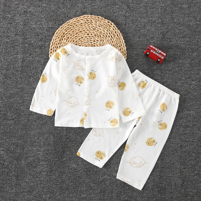 Dječji dvodijelni pižama set od 100% pamuka, dugi rukav, odvojivi kardigan, lagana ljetna tkanina, unisex