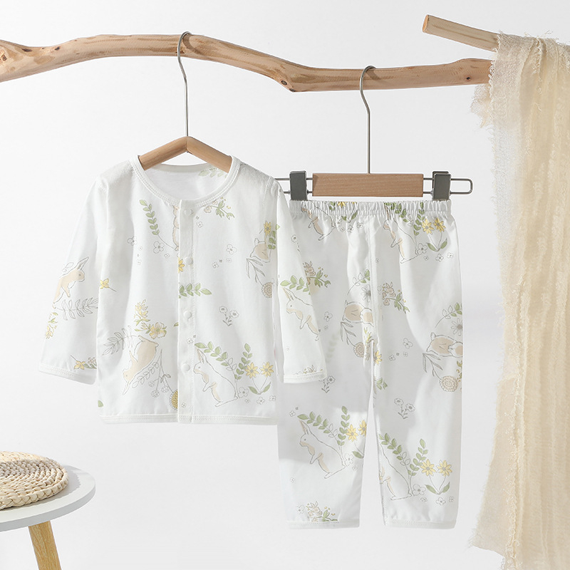 Dječji dvodijelni pižama set od 100% pamuka, dugi rukav, odvojivi kardigan, lagana ljetna tkanina, unisex