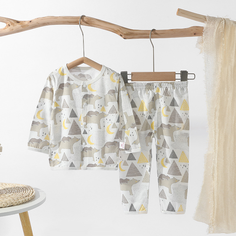 Dječji dvodijelni pižama set od 100% pamuka, dugi rukav, odvojivi kardigan, lagana ljetna tkanina, unisex