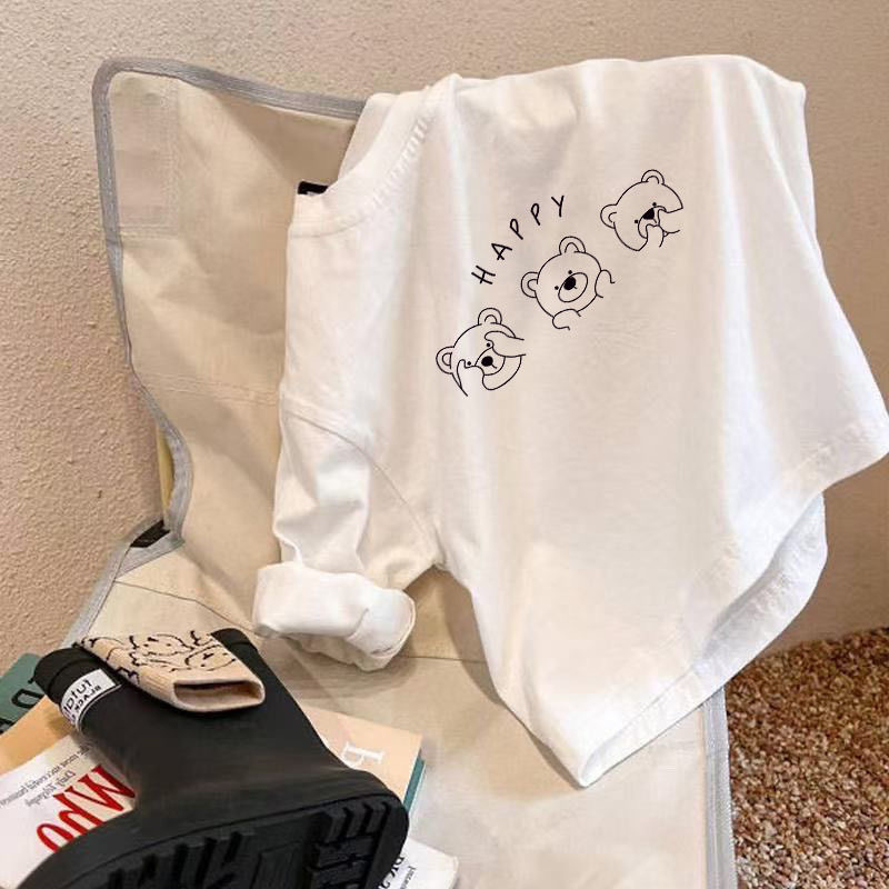 Gyerekeknek készült 100% pamut hosszú ujjú póló, kerek nyakú, puha felület, uniszex, egyszínű dizájn, tavasz- és ősz idejére