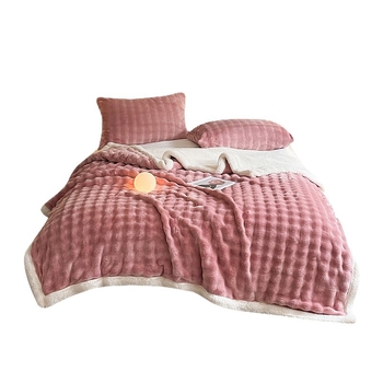 Dvoslojna deka od pliša s zecom - poliester, 300-500 g, prilagodljivo, jesen/zima, moderni minimalistički stil