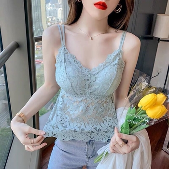 Бюстиера с дантелена задна част - безшевна, дишаща, найлонова материя, дължина до талията, съдържание 70-80% найлон