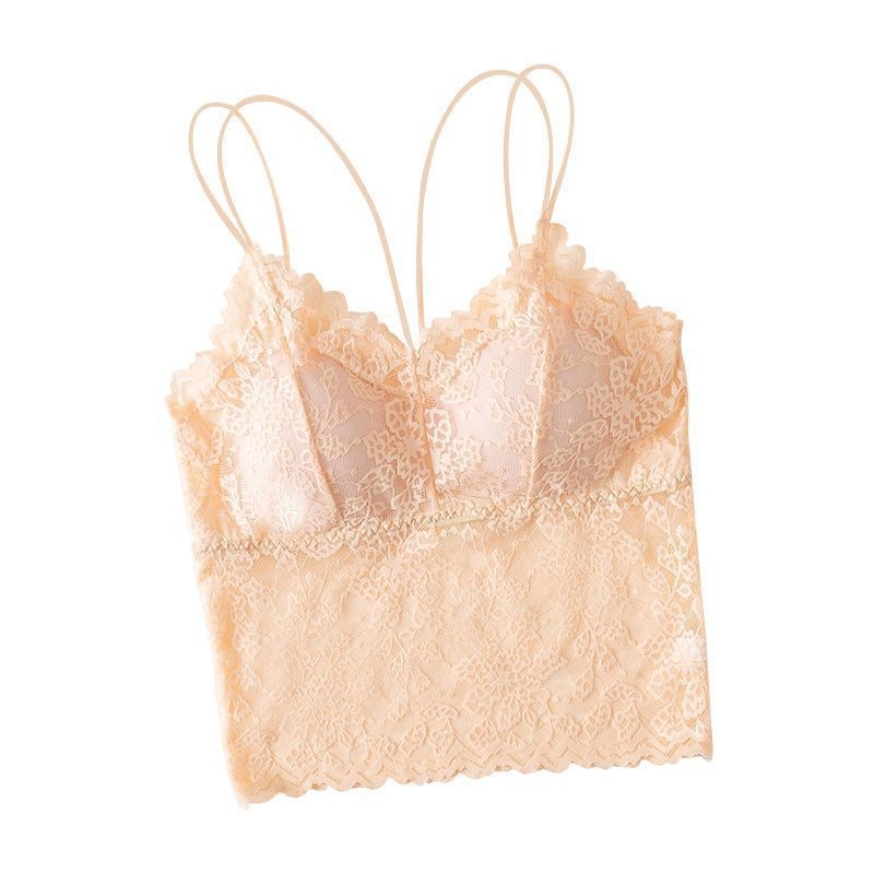 Бюстиера с дантелена задна част - безшевна, дишаща, найлонова материя, дължина до талията, съдържание 70-80% найлон