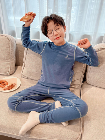 Детски комплект пижами за момчета, памук, дебел и топъл модел, подходящ за зимно-есенно-пролетно ползване