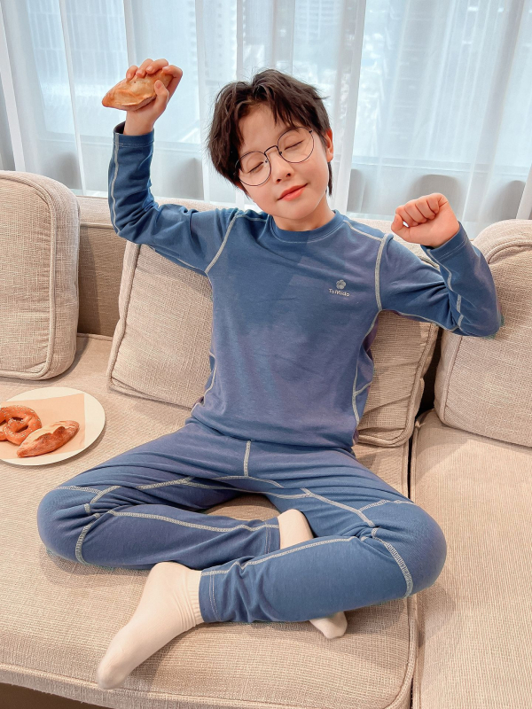 Детски комплект пижами за момчета, памук, дебел и топъл модел, подходящ за зимно-есенно-пролетно ползване