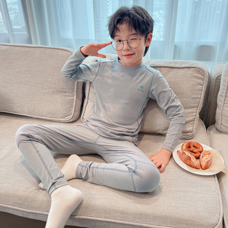 Детски комплект пижами за момчета, памук, дебел и топъл модел, подходящ за зимно-есенно-пролетно ползване