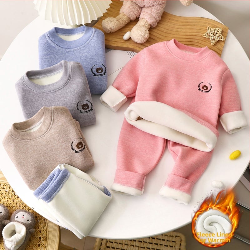 Vaikų šilto apatinio komplekto rinkinys - fliso pamušalas, storas, Austrian velvet audinys, aukštas kaklas, 3–8 metų amžiaus, unisex
