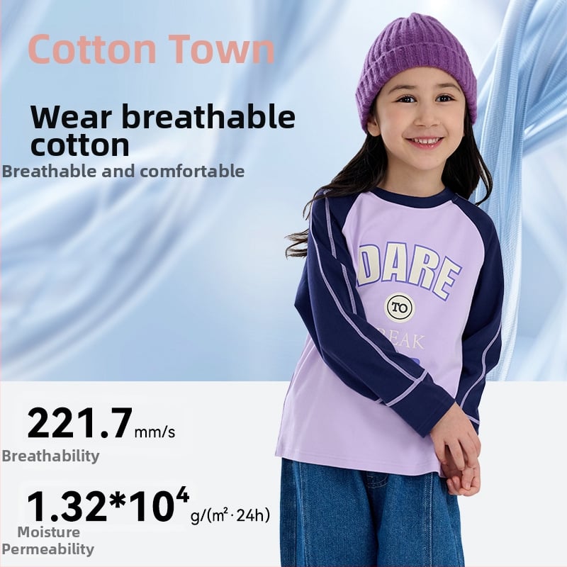 Cottontown dječja antibakterijska majica od pamuka i spandeksa, dugi rukav, okrugli izrez, unisex, za uzrast 3–8 godina