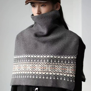 Uniszex gyapjú kötött sál magas gallérral, téli kiegészítő rétegezéshez, 46 cm szélesség, meleg