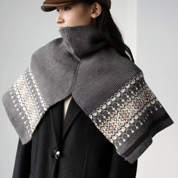 Uniszex gyapjú kötött sál magas gallérral, téli kiegészítő rétegezéshez, 46 cm szélesség, meleg