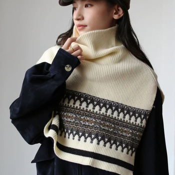 Uniszex gyapjú kötött sál magas gallérral, téli kiegészítő rétegezéshez, 46 cm szélesség, meleg