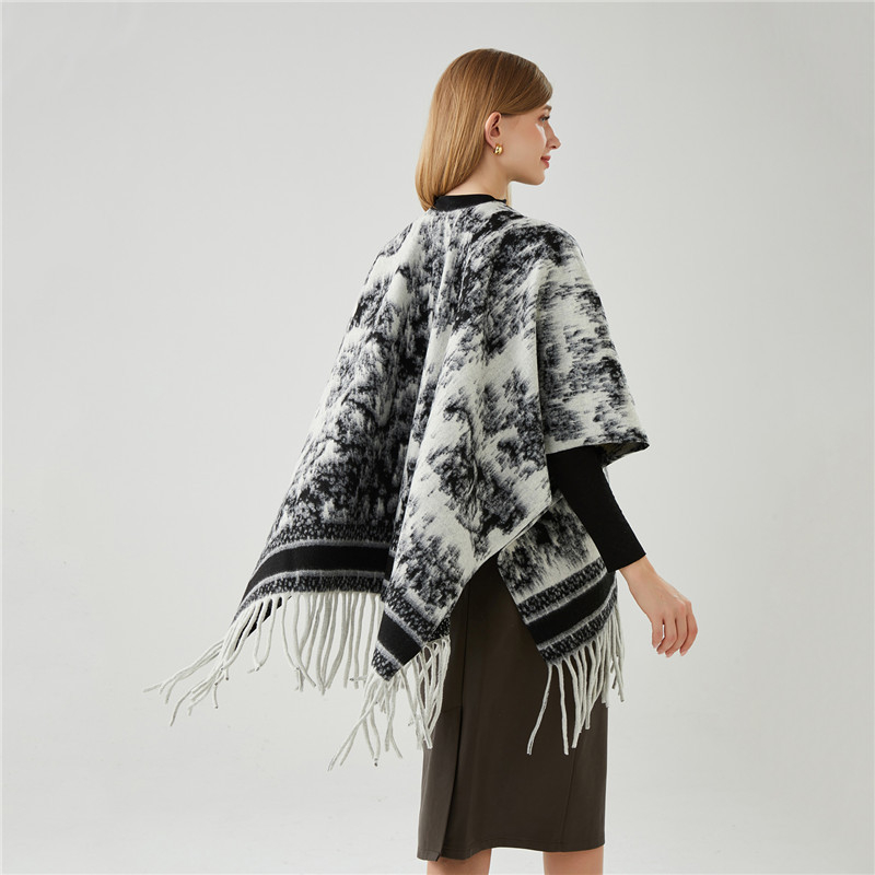 Rojtos sál, etnikus stílus, műkasmír, kínai stílus, középméretű hossz, egyszerű szövés