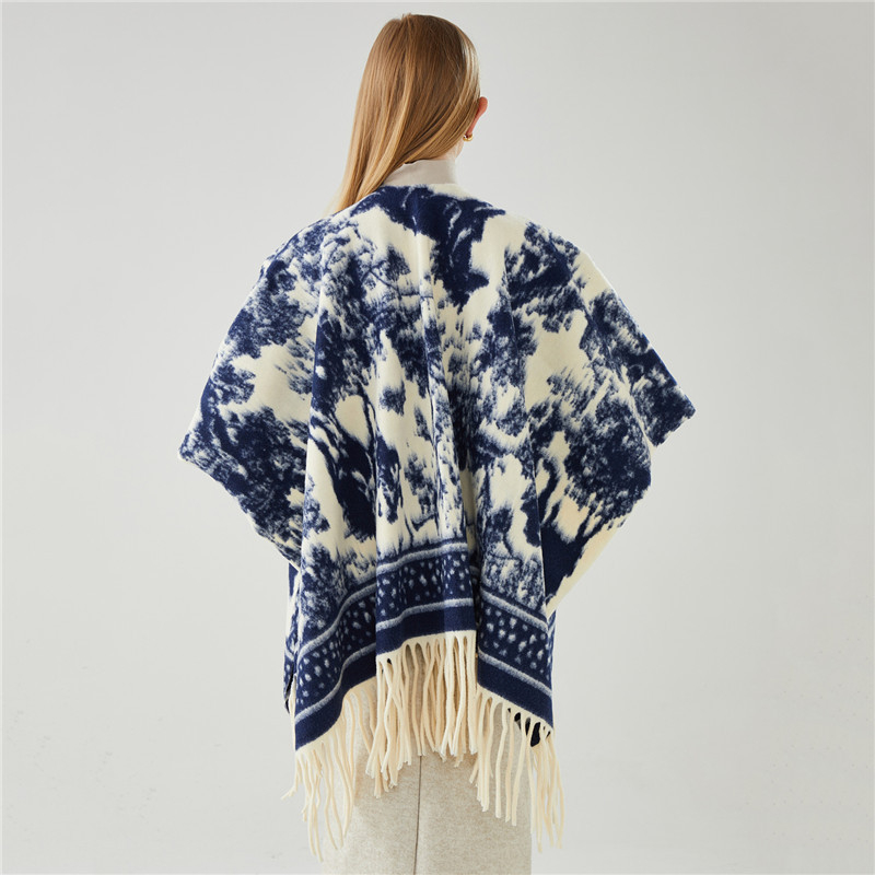 Rojtos sál, etnikus stílus, műkasmír, kínai stílus, középméretű hossz, egyszerű szövés