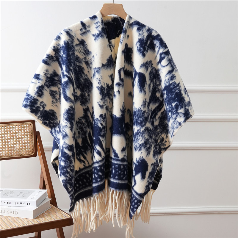 Rojtos sál, etnikus stílus, műkasmír, kínai stílus, középméretű hossz, egyszerű szövés