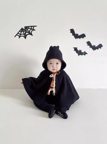 Παιδικός μανδύας σε κορεατικό στυλ με μοτίβο καρτούν, φλις πολυεστερικού υλικού, 100% πολυεστέρας, μονόβρατσο κλείσιμο, κουκούλα μη αποσπώμενη.