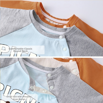 Kūdikio ilgomis rankovėmis marškinėliai iš 100% medvilnės, karikatūrų raštas, skirtas 1–3 metų vaikams, pavasariui ir rudeniui