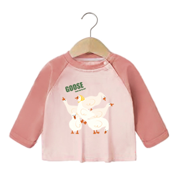 Бебешка тениска с дълги ръкави от 100% памук, карикатурен принт, за деца на 1–3 години, за пролет и есен