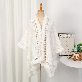 Női kötött sál kapesz-stílusban, elegáns, poliészter, sima szövés, meleg, tie-dye felület