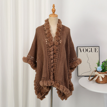 Női kötött sál kapesz-stílusban, elegáns, poliészter, sima szövés, meleg, tie-dye felület