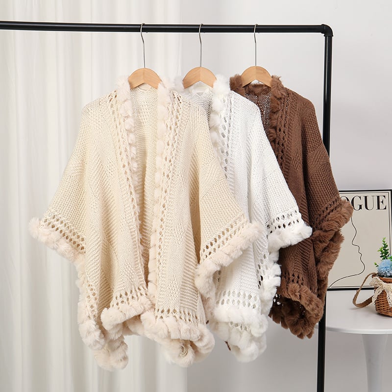 Női kötött sál kapesz-stílusban, elegáns, poliészter, sima szövés, meleg, tie-dye felület