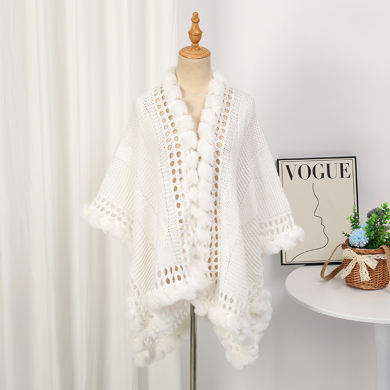 Női kötött sál kapesz-stílusban, elegáns, poliészter, sima szövés, meleg, tie-dye felület