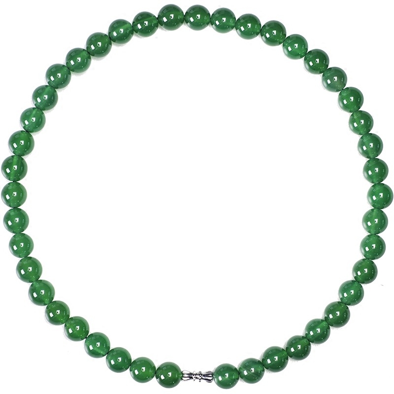 Ahāta apaļu pērlīšu kaklarota, dabisks materiāls, slīpēta, ģeometrisks dizains