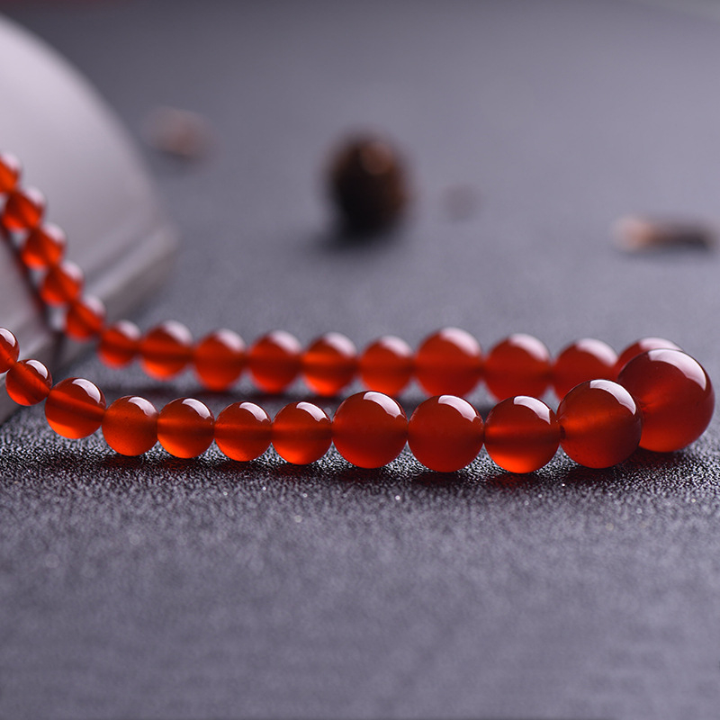 Ahāta apaļu pērlīšu kaklarota, dabisks materiāls, slīpēta, ģeometrisks dizains