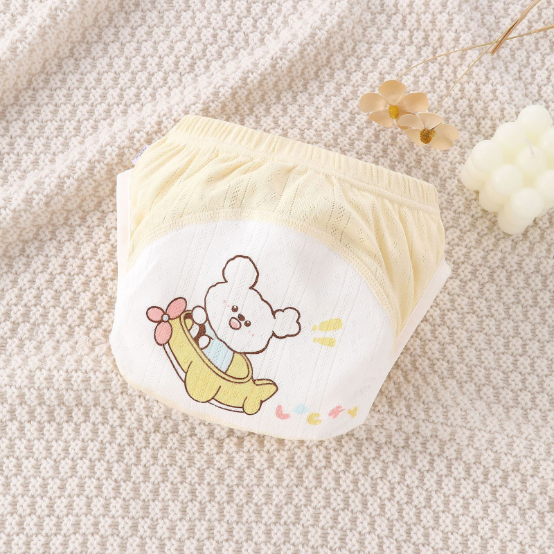 Kūdikio mokymo kelnaitės – 100% medvilnė, skalbiamos, šoninės nuotėkio apsauga, mokymuisi naudotis tualetu, 6-12 mėnesių ir 1-3 metai