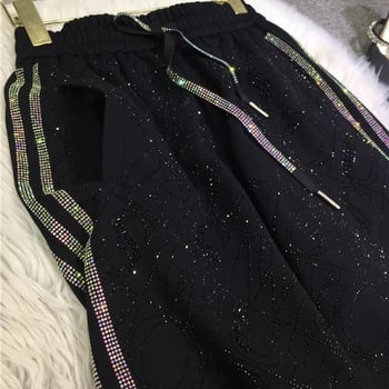 Női pamut drill szövésű mindennapi nadrág, egyenes szárú, elasztikus derék, hosszú