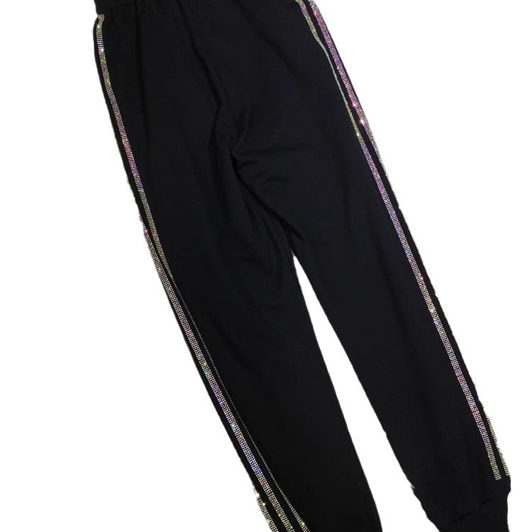 Női pamut drill szövésű mindennapi nadrág, egyenes szárú, elasztikus derék, hosszú