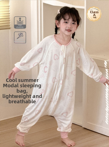 Mo Ximo Vaikų vasaros modaliniai miego drabužiai su atskiromis kojomis, plonas, drėgmės šalinimas, karikatūros raštas