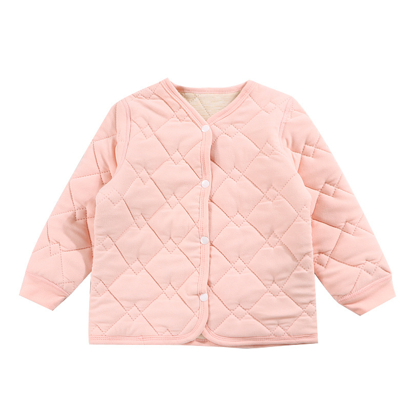 Gyerekek téli háromrétegű bolyhos poliészter fleece-ből készült kabát és nadrág készlet, V-nyakú, kapucni nélkül, 3–8 éveseknek