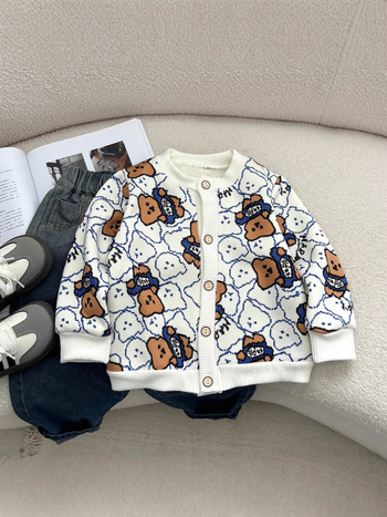 Uniszex gyerek téli kabát fleece béléssel, V-nyakú, gombos záródás