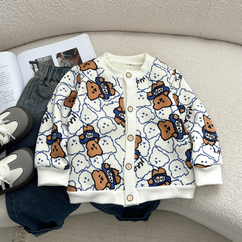 Uniszex gyerek téli kabát fleece béléssel, V-nyakú, gombos záródás