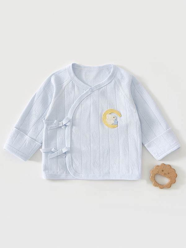 Новородено бебешко горнище от 100% памук, без качулка, кръгло деколте, за 0–12 месеца, с мека обработка на тъканта