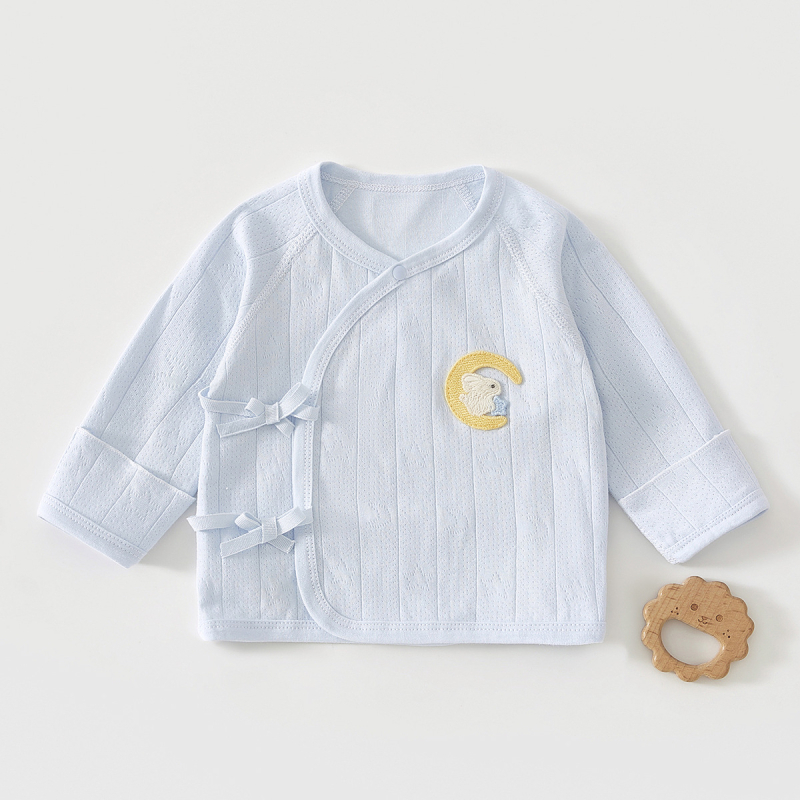 Новородено бебешко горнище от 100% памук, без качулка, кръгло деколте, за 0–12 месеца, с мека обработка на тъканта