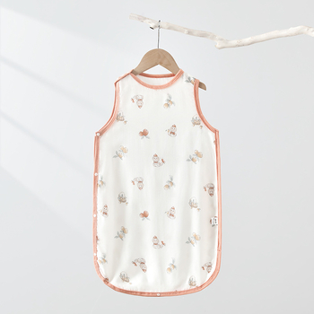 Kūdikių miego maišas, be rankovių vest-stiliaus, išorė iš bambuso pluošto, pamušalas ir užpildas iš gryno medvilnės, animacinis raštas, tinkamas kūdikiams ir mažiems vaikams (1-3 metai), plonas