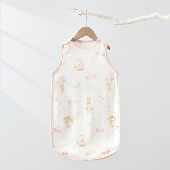 Kūdikių miego maišas, be rankovių vest-stiliaus, išorė iš bambuso pluošto, pamušalas ir užpildas iš gryno medvilnės, animacinis raštas, tinkamas kūdikiams ir mažiems vaikams (1-3 metai), plonas