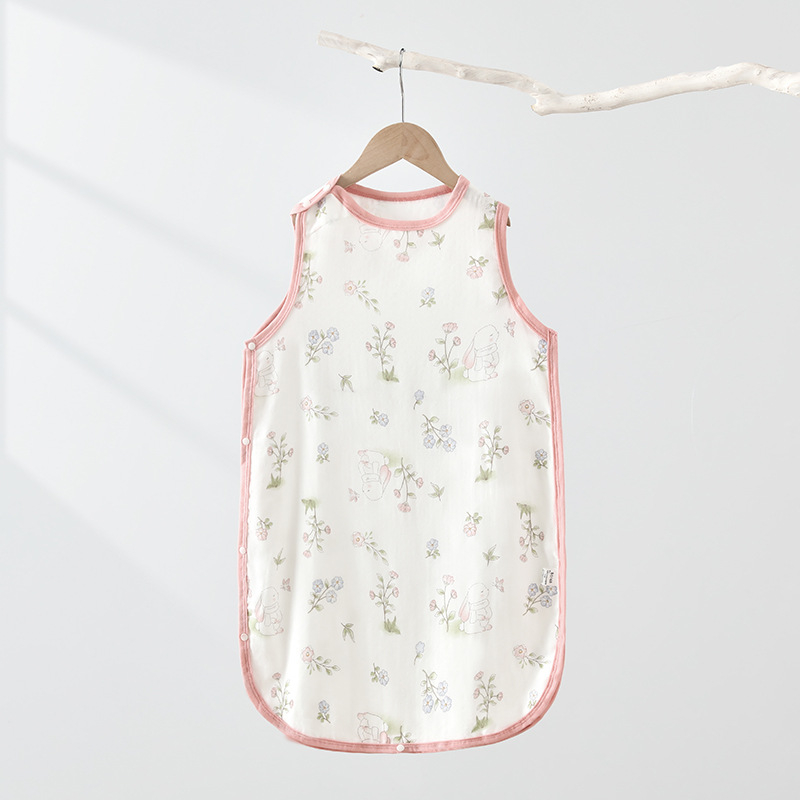 Kūdikių miego maišas, be rankovių vest-stiliaus, išorė iš bambuso pluošto, pamušalas ir užpildas iš gryno medvilnės, animacinis raštas, tinkamas kūdikiams ir mažiems vaikams (1-3 metai), plonas