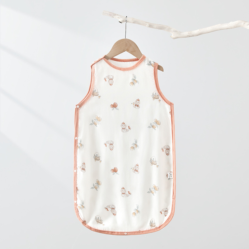 Kūdikių miego maišas, be rankovių vest-stiliaus, išorė iš bambuso pluošto, pamušalas ir užpildas iš gryno medvilnės, animacinis raštas, tinkamas kūdikiams ir mažiems vaikams (1-3 metai), plonas