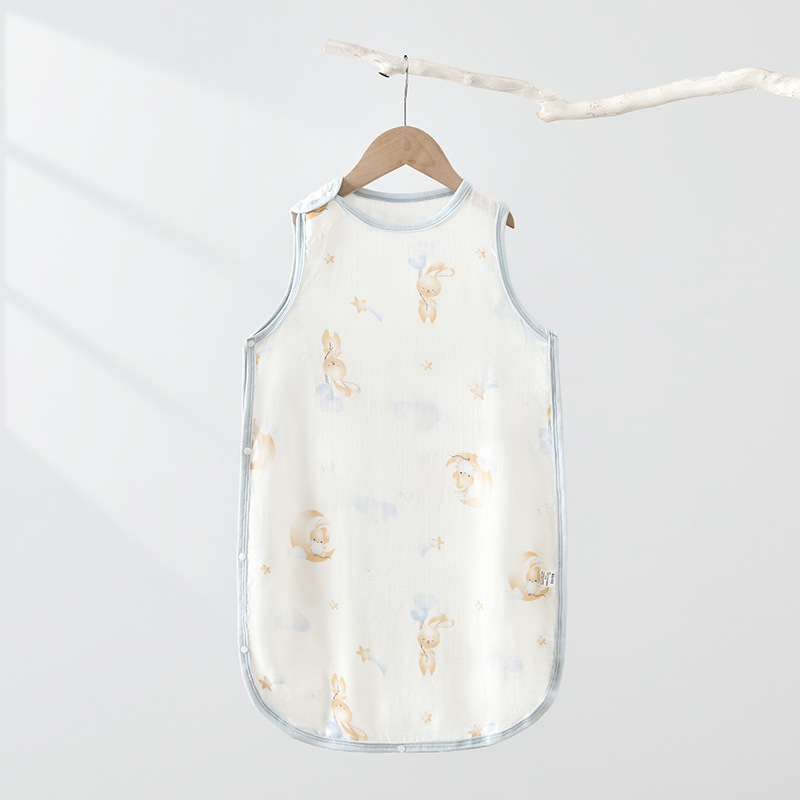 Kūdikių miego maišas, be rankovių vest-stiliaus, išorė iš bambuso pluošto, pamušalas ir užpildas iš gryno medvilnės, animacinis raštas, tinkamas kūdikiams ir mažiems vaikams (1-3 metai), plonas