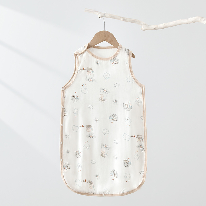 Kūdikių miego maišas, be rankovių vest-stiliaus, išorė iš bambuso pluošto, pamušalas ir užpildas iš gryno medvilnės, animacinis raštas, tinkamas kūdikiams ir mažiems vaikams (1-3 metai), plonas