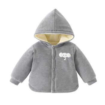 Gyerekek téli kapucnis fleece-pamut felső – uniszex, hosszú ujjú, kerek nyakú, vastag anyag, állat/karikatúra mintázat