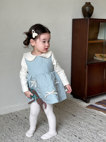 Cane Pear Lányoknak 100% pamut, ujj nélküli, A-vonalú pántos szoknya, 1–3 éveseknek, ősz 2024