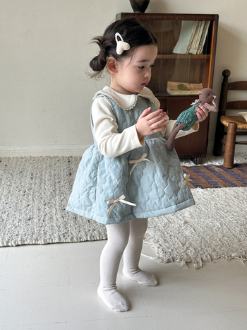 Cane Pear Lányoknak 100% pamut, ujj nélküli, A-vonalú pántos szoknya, 1–3 éveseknek, ősz 2024