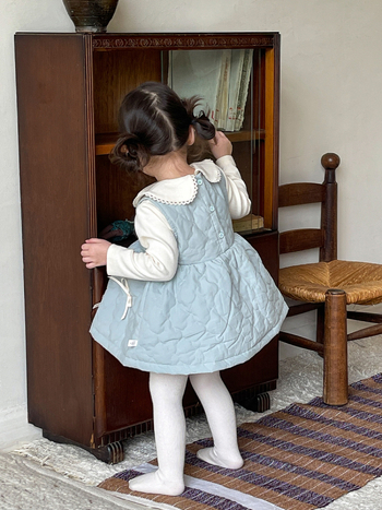 Cane Pear Lányoknak 100% pamut, ujj nélküli, A-vonalú pántos szoknya, 1–3 éveseknek, ősz 2024