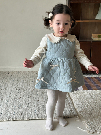 Cane Pear Lányoknak 100% pamut, ujj nélküli, A-vonalú pántos szoknya, 1–3 éveseknek, ősz 2024